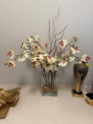 Glass Vase with faux arrangement