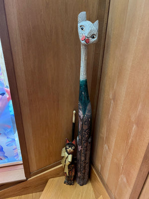 Wood Cat Sculptures Lot