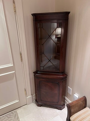 Antique Mahogany Corner Curio Cabinet