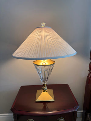 Pair of Brass and Glass Table Lamps