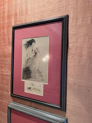 2 Louis Icart Signed Sketches/Etchings- 'WW1 Women'
