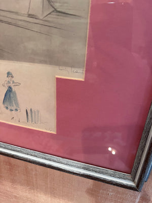 2 Louis Icart Signed Sketches/Etchings- 'WW1 Women'