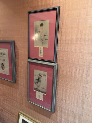 2 Louis Icart Signed Sketches/Etchings- 'WW1 Women'
