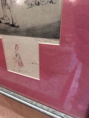 2 Louis Icart Signed Sketches/Etchings- 'WW1 Women'