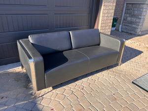 Black Faux Leather Sofa w/USB Ports