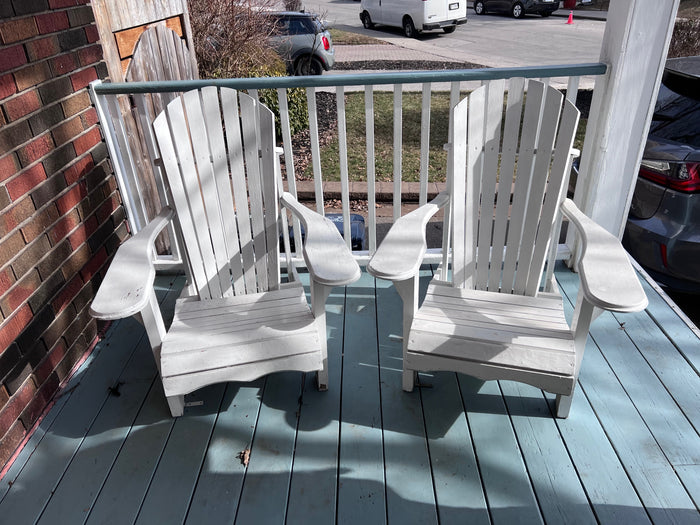 Pair of Wood White Adirondack Muskoka Chairs