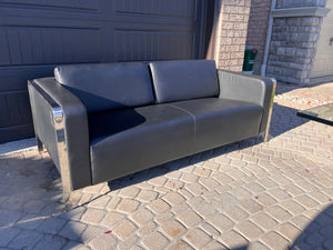 Black Faux Leather Sofa w/USB Ports