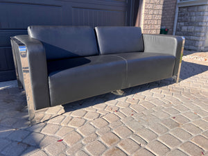 Black Faux Leather Sofa w/USB Ports