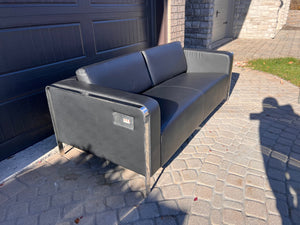 Black Faux Leather Sofa w/USB Ports