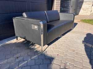 Black Faux Leather Sofa w/USB Ports