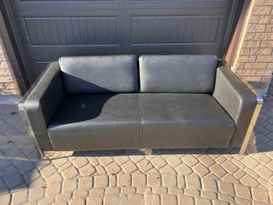 Black Faux Leather Sofa w/USB Ports