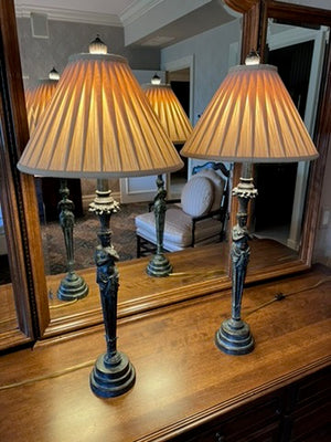 Pair of Spelter Figural Table Lamps