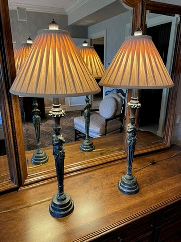 Pair of Spelter Figural Table Lamps