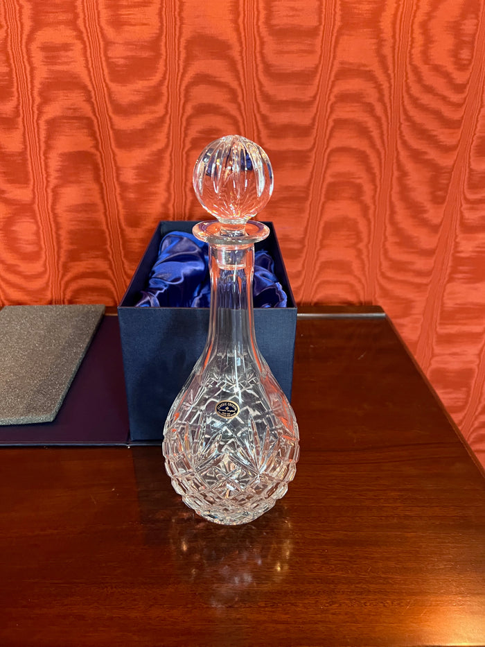 Rozeeca European Hand Cut Crystal Decanter, with Original Box