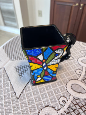 ROMERO BRITTO CERAMIC SQUARE BUTTERFLY MUG