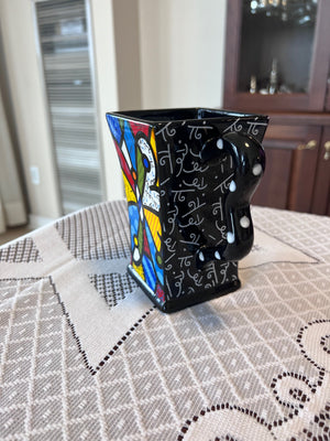 ROMERO BRITTO CERAMIC SQUARE BUTTERFLY MUG