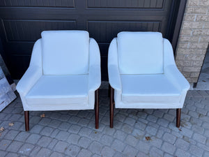 Pair of White Faux Leather Accent Chairs