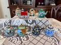 8 Miniature Kelvin Chen Enamelled Teapots