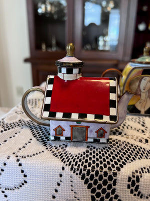 8 Miniature Kelvin Chen Enamelled Teapots