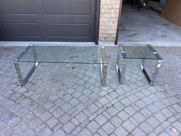 Glass Coffee Table + Side Table