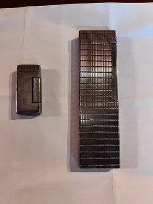 RARE- 2 Vintage Silver Plated Lighters- S.T. Dupont Table Lighter and Dunhill Lighter