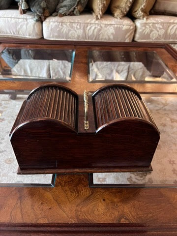 Antique Oak Roll Top Stationary Box