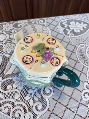 1994 AVIV JUDAICA Ceramic Figural SHABBAT TABLE Tea Pot