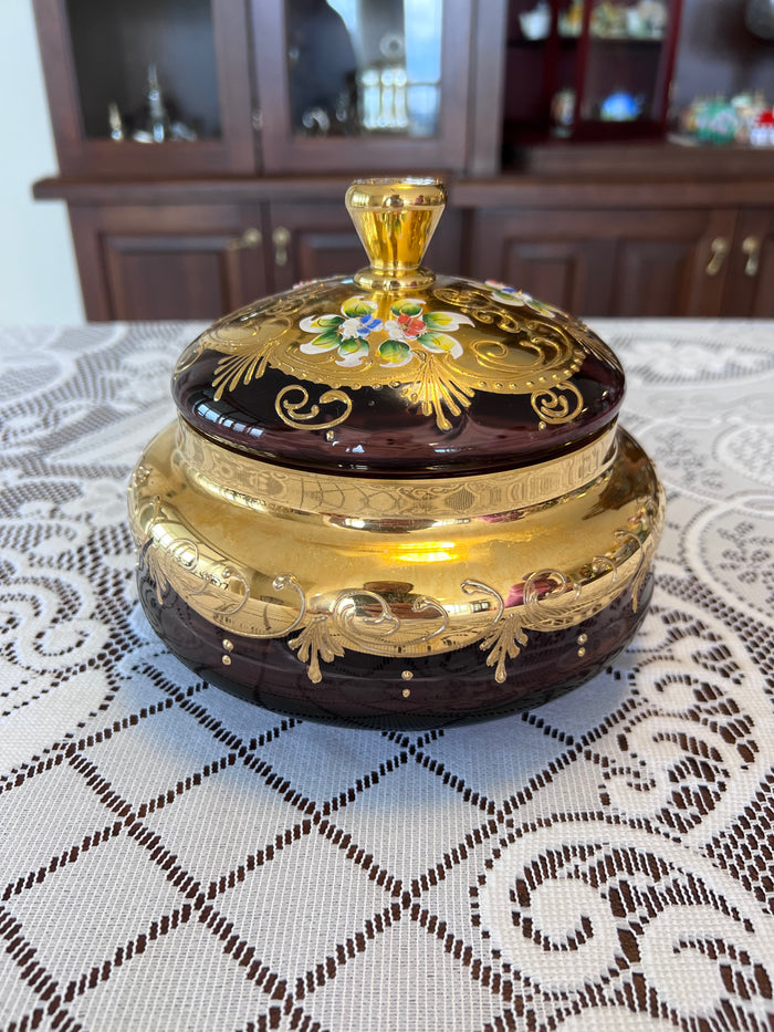 Vimax Italy Purple Lidded Glass Dish