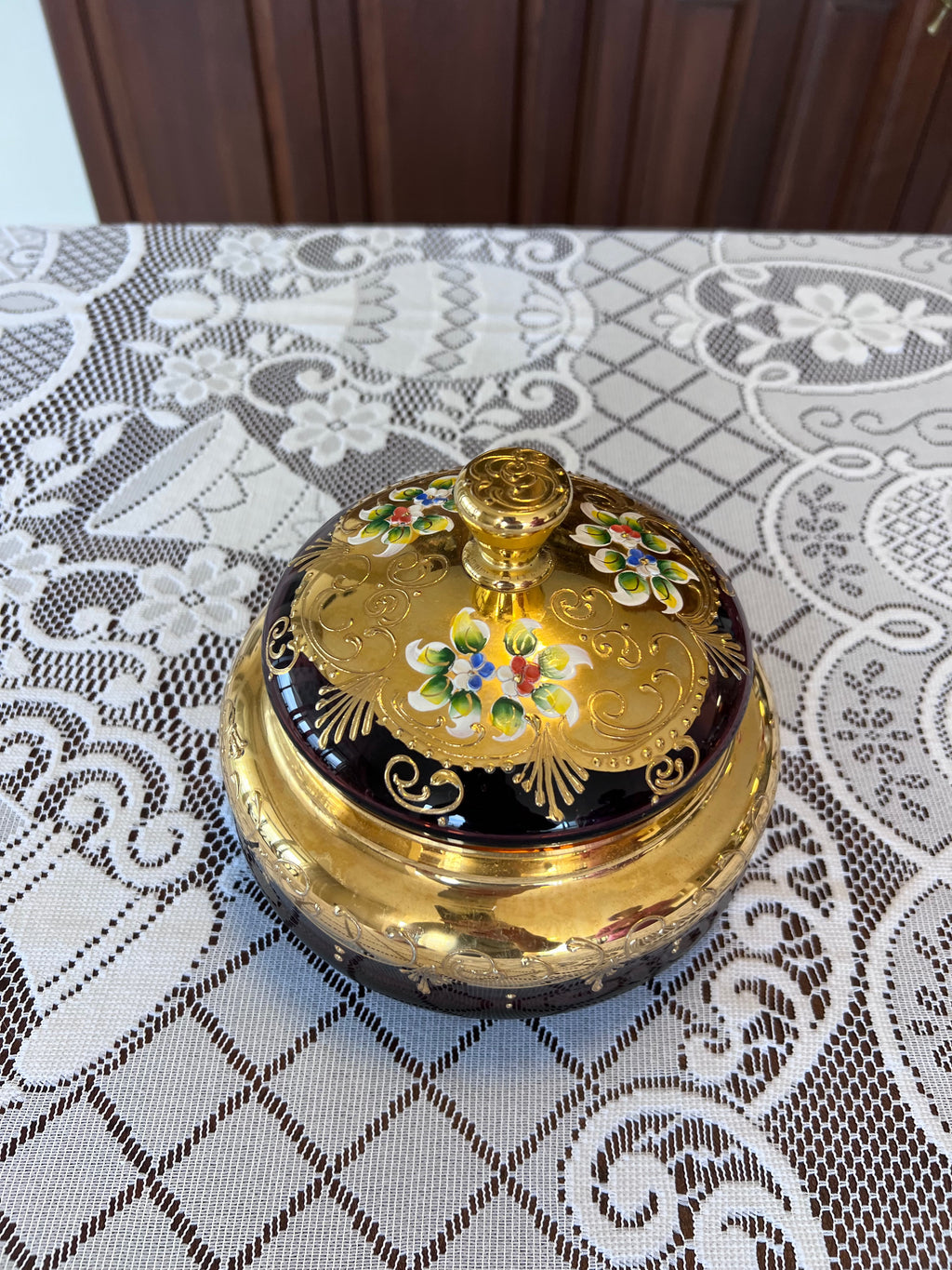 Vimax Italy Purple Lidded Glass Dish