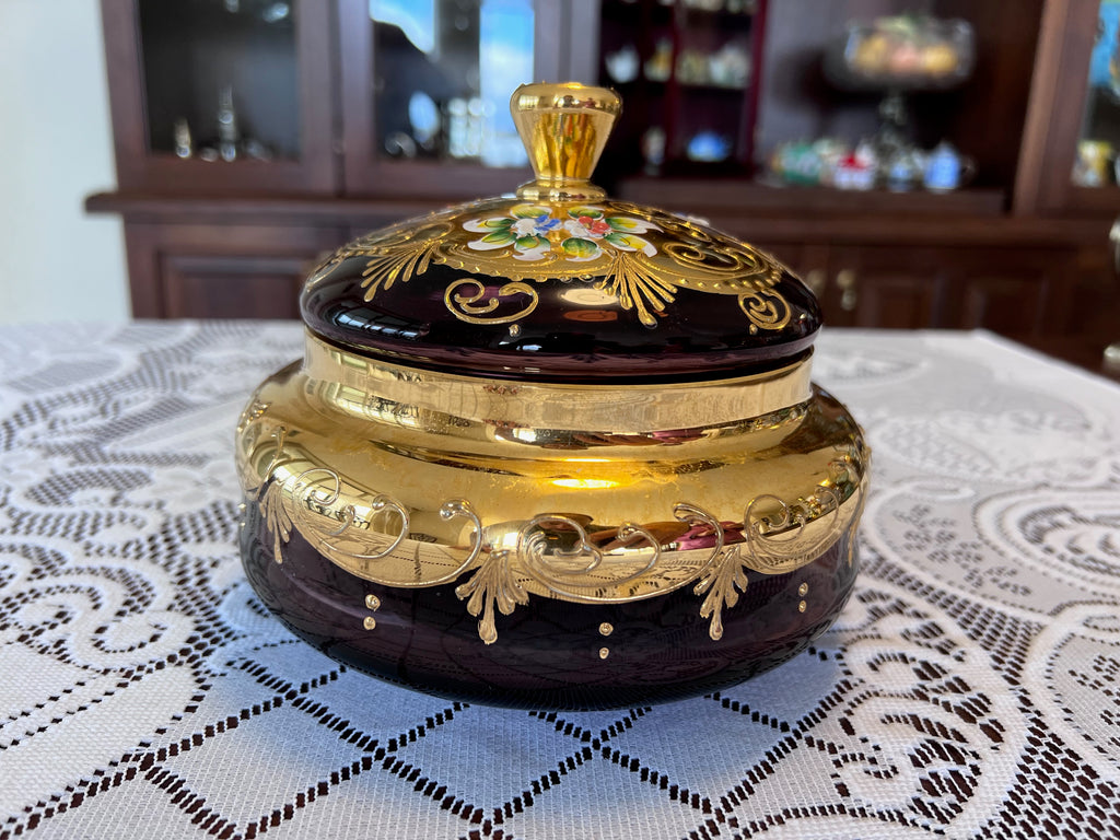 Vimax Italy Purple Lidded Glass Dish