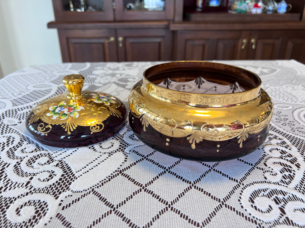 Vimax Italy Purple Lidded Glass Dish