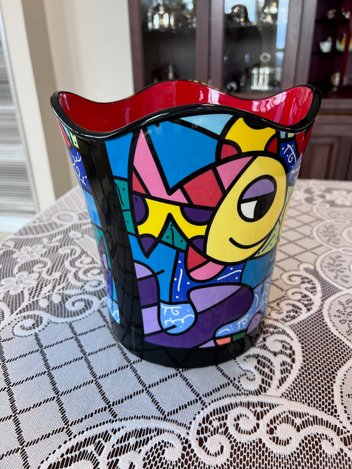 ROMERO BRITTO "DEEPLY IN LOVE" CERAMIC WASTEBASKET