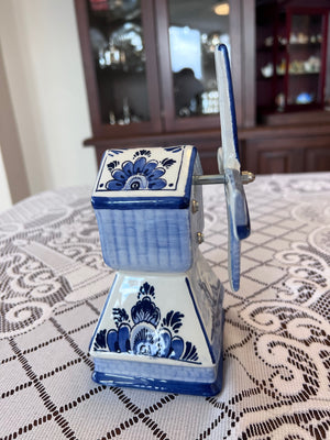 Delft blue music box windmill with song 'tulips from Amsterdam'