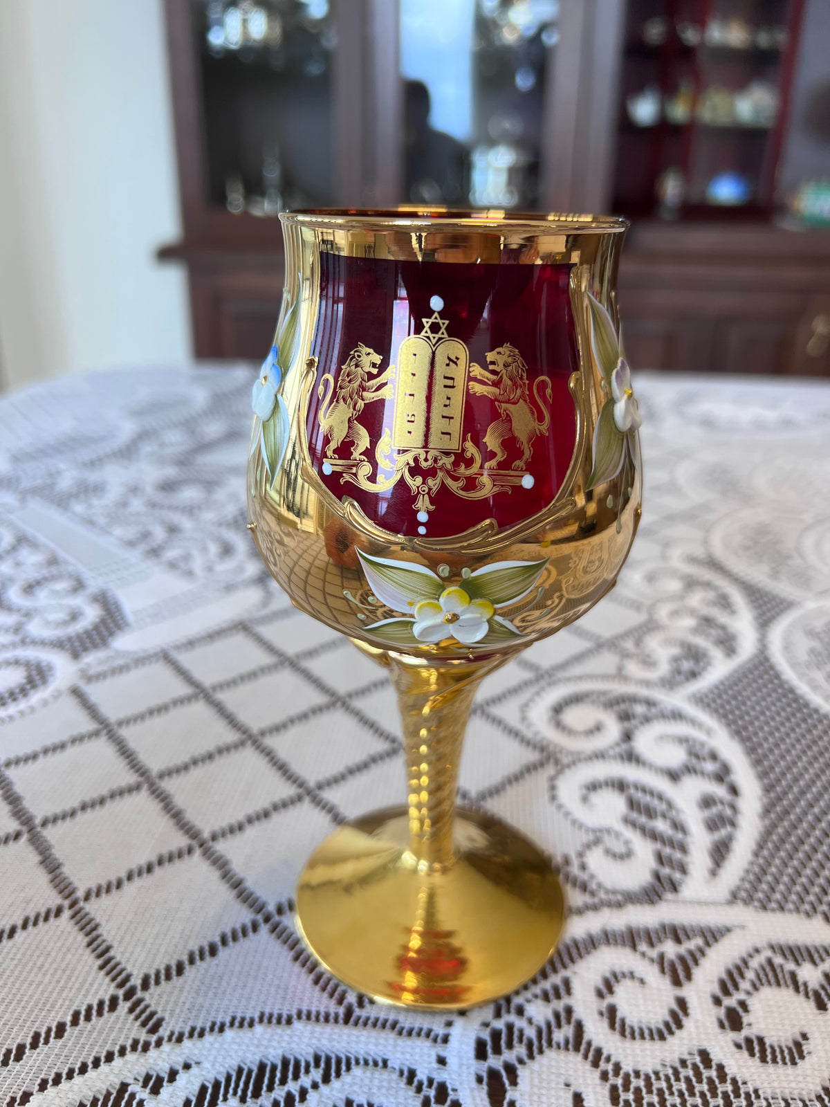 Murano Glass Made in Italy Judaica Goblet- 6.5"