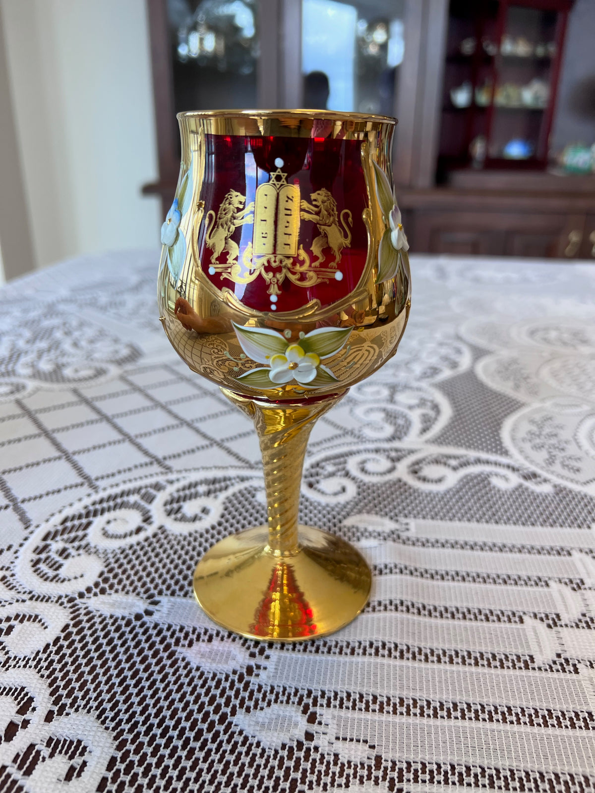 Murano Glass Made in Italy Judaica Goblet- 6.5"