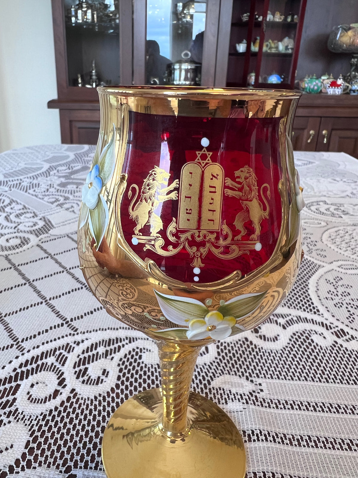 Murano Glass Made in Italy Judaica Goblet- 6.5"