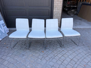 4 White Faux Leather Dining Chairs