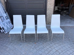 4 White Faux Leather Dining Chairs # 1
