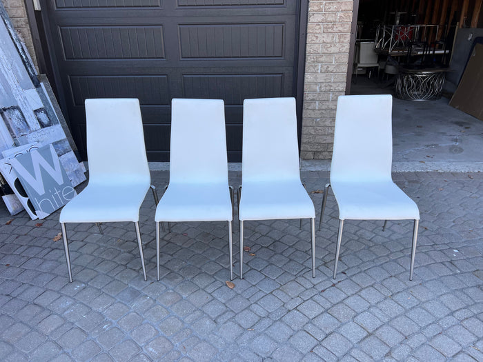 4 White Faux Leather Dining Chairs # 1