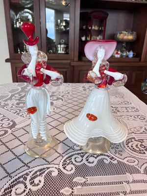 Pair of New Arte 90 Murano Glass 'Dancing Hat Couple'