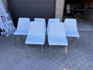 6 White Faux Leather Dining Chairs