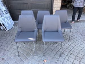 5 Grey Faux Leather Dining Chairs
