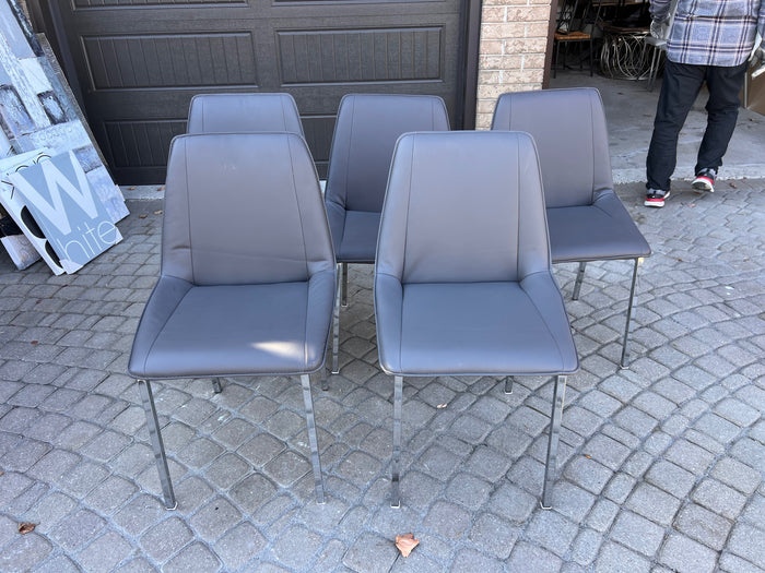 5 Grey Faux Leather Dining Chairs