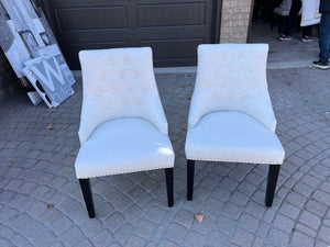 2 Cream/Beige Upholstered Accent Chairs