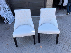 2 Cream/Beige Upholstered Accent Chairs