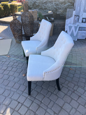 2 Cream/Beige Upholstered Accent Chairs