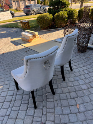 2 Cream/Beige Upholstered Accent Chairs