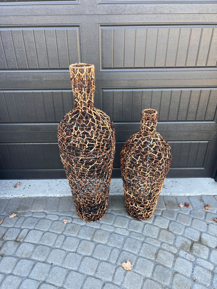 Pair of Wicker Style Floor Vases