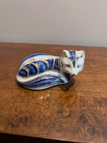 Royal Crown Derby Blue Arctic Fox Paperweight