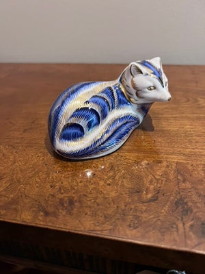 Royal Crown Derby Blue Arctic Fox Paperweight